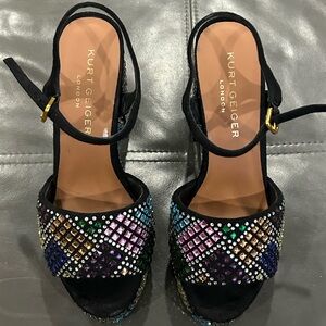 Kurt Geiger Brixton Women's Black Multi-Color Platform Heels